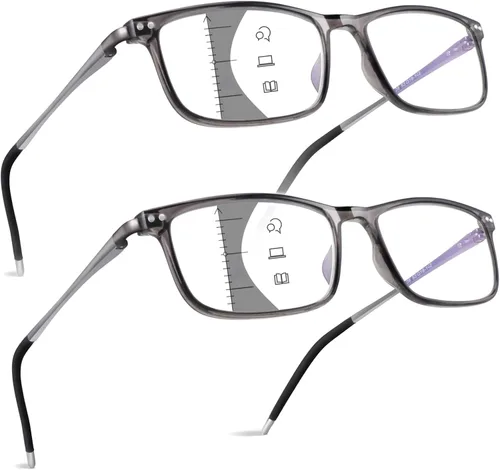 Miniatura 7 de SKYOAK Paquete de 2 lentes de lectura duraderos progresivos multienfoque para hombre, bloqueo de luz azul, lector de computadora Progresivo
