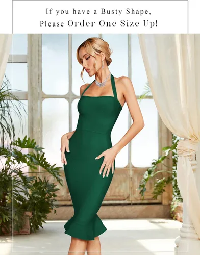 Miniatura 2 de houstil Vestido ajustado con cuello en V y cola de pez para mujer
