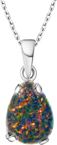 Miniatura 9 de 925 Sterling Silver Gemstone Necklace – Birthstone Jewelry for Women – Minimalist Silver Chain with Gemstone Teardrop Pendant – Elegant Gift for