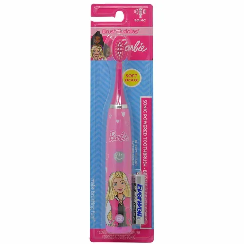 Miniatura 2 de Brush Buddies Barbie - Cepillo de dientes eléctrico con pilas para niños, cerdas suaves y potencia sónica, perfecto para niños, niñas e higiene