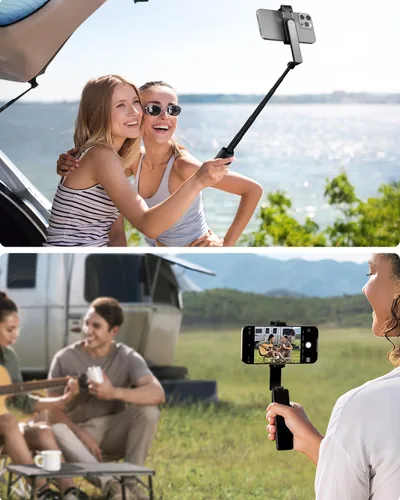 Miniatura 2 de Viozon Palo selfie inalámbrico de aleación de aluminio, ligero, extensible, de bolsillo, con control remoto, compacto para selfie de viaje