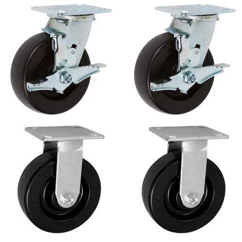 Miniatura 13 de ICON Ruedas giratorias PHN de 6 x 2 pulgadas, ruedas industriales resistentes, placa superior de 4 x 4.5 pulgadas, negro, 2 ruedas rígidas 2