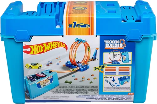 Miniatura 7 de Hot Wheels Track Builder Playset Multi Loop Box, 10 pies de pista y 1 auto de juguete a escala 1:64, cuenta con caja de almacenamiento