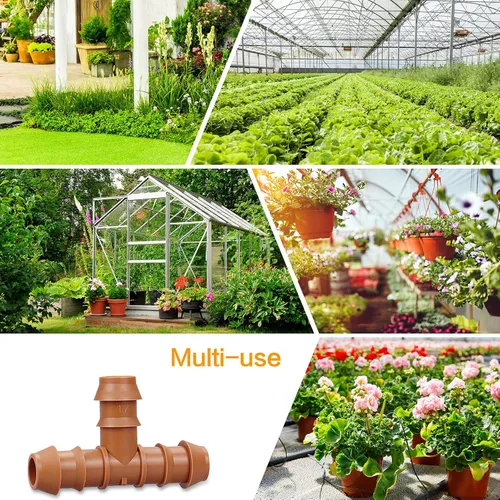 Miniatura 7 de 24 piezas de accesorios en T de púas para riego por goteo para tubos de 1/2 pulgada (0.600 pulgadas de diámetro interior) – Camisetas de goteo
