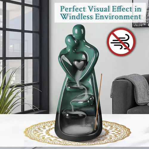 Miniatura 3 de Quemador de incienso de cerámica, soporte de incienso para amantes de la cascada con 30 varillas de incienso, 20 conos de incienso, adorno creativo