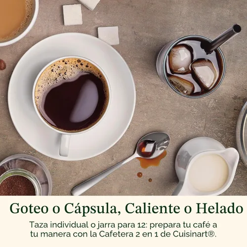 Miniatura 5 de Cafetera de 12 tazas Cuisinart, jarra de vidrio para porciones individuales, máquina automática de café caliente y café helado, control de Acero