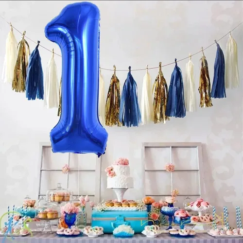 Miniatura 6 de TONIFUL Globo azul marino número 1 de 40 pulgadas de Mylar de gran tamaño azul oscuro digital 1 globo para fiesta de cumpleaños, despedida