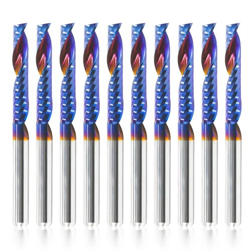 HQMaster Brocas de enrutador CNC de vástago de 1/8 pulgadas, mango de 0.125 in, fresadora en espiral de una sola flauta, cortador de fresado, corte