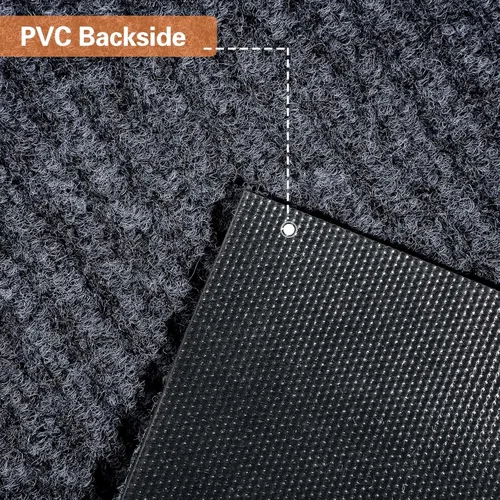 Miniatura 4 de Nuanchu Tapete grande a rayas semiacabado, impermeable, con forro de goma, para interiores y exteriores, para clima húmedo, rascador de zapatos
