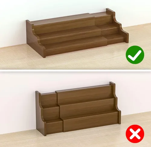 Miniatura 4 de Organizador de gabinete para especias de bambú - Estante de exhibición de nogal expandible de madera de 3 niveles Marrón