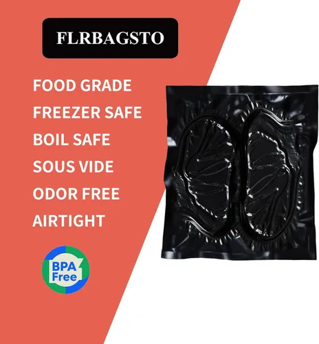 Miniatura 2 de Bolsas selladoras al vacío negras de 11 x 24 pulgadas, bolsas de sellado al vacío precortadas de 5.5 mil para almacenamiento de alimentos, al vacío