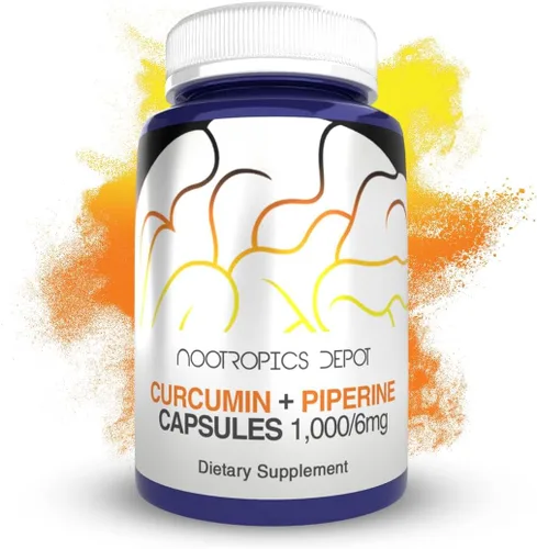 Nootropics Depot Cápsulas de curcumina + piperina | 1000 mg de curcumina + 6 mg de piperina | 180 unidades