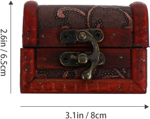 Miniatura 2 de balacoo 1 juego de mini cofres del tesoro pirata, caja de almacenamiento de joyas pirata vintage con cerradura y joyas, manualidades para niños