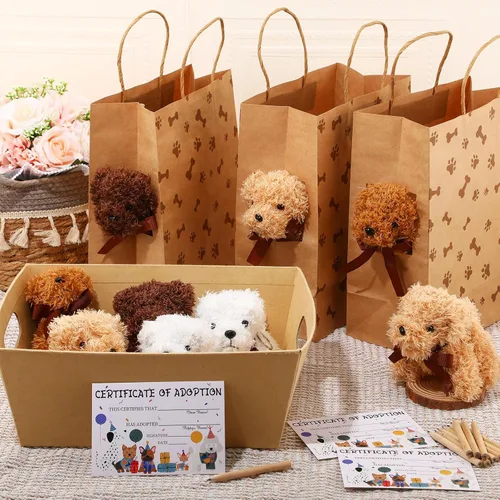 Miniatura 3 de HyDren Juego de 96 piezas de juguetes de peluche pequeños para perros de 4.7 pulgadas, bolsas de papel de peluche pequeños, tarjetas de adopción