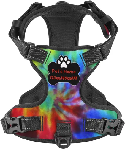 Miniatura 7 de Arnés personalizado para perro sin tirones, chaleco personalizado con bandera estadounidense para perro con número de teléfono y nombre de mascota