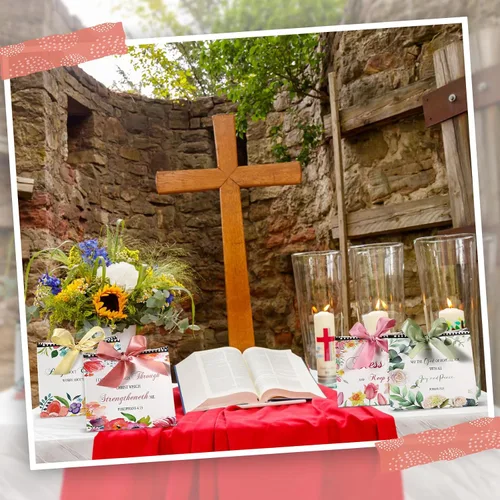 Miniatura 6 de Chuangdi 36 bolsas de regalo con versículos de la Biblia, bolsas de papel cristianas religiosas con cinta de lazo, regalo inspirador para la primera