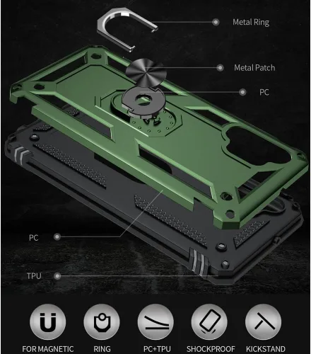 Miniatura 4 de Yiakeng Funda para Galaxy A32 5G, Samsung A32 5G, fundas protectoras de grado militar con anillo para Samsung Galaxy A32 5G (verde militar)