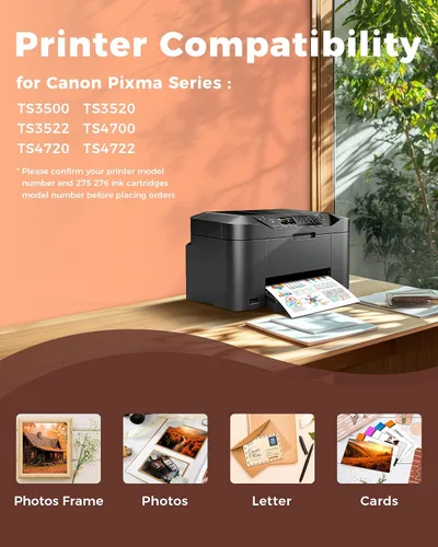 Miniatura 4 de Miss Deer Paquete de 2 cartuchos de tinta 275 y 276, repuesto compatible para Canon PG-275XL CL-276XL XL de alto rendimiento, para impresoras Pixma