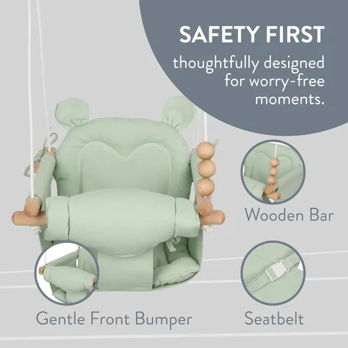 Miniatura 2 de Monkey & Mouse Columpio para bebé, silla colgante portátil para interiores y exteriores, color verde pálido, para bebés y niños pequeños de 6 meses