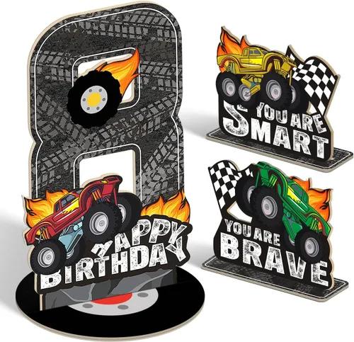 Miniatura 50 de Juego de 3 piezas de dinosaurios con signo de número de 2º cumpleaños, decoración de mesa de dinosaurios para niños y niños de 2º cumpleaños