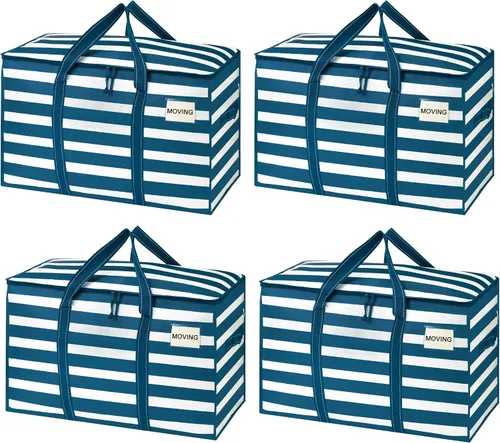 Miniatura 41 de VENO - Paquete de mudanzas, cajas de almacenamiento para embalaje universitario con tapas alternativas, para dormitorio, extragrande, asas