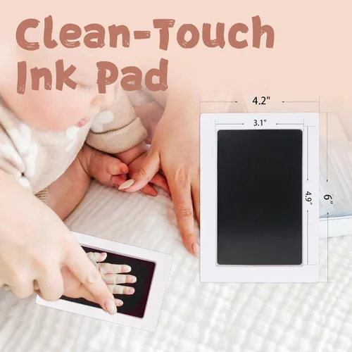Miniatura 3 de Kit de Mano y Huella de Bebé Sin Tinta BabyQunt, Juego de Almohadilla de Tinta de Toque Limpio, Sello de Mano y Pie de Bebé Seguro Sin Desorden