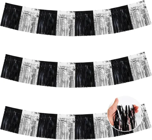 Miniatura 42 de BEISHIDA 3 Paquetes de Guirnalda de Flecos de Lámina Metálica Arcoíris Oscuro para Colgar en la Pared, Banderas de Oropiel para Halloween, Flotas