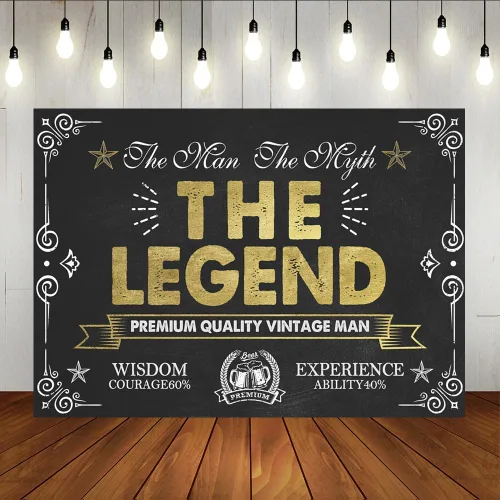 Lofaris Decoración de fondo de cumpleaños de hombre vintage para hombres, decoración de fondo con temática de oro negro, suministros de fiesta, 30,