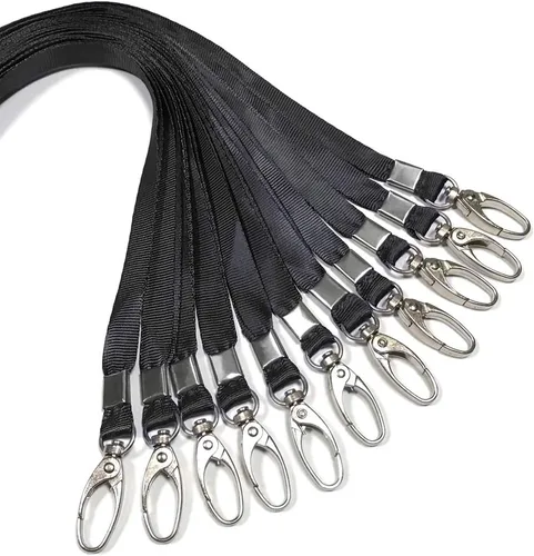 50 cordones negros para insignias de identificación, cordón de nailon a granel, gancho giratorio para insignias de identificación de oficina,