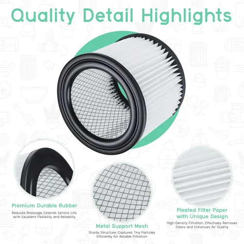 Miniatura 2 de Filtro de repuesto HEPA 90398 – Paquete de 2 filtros de vacío de cartucho pequeño apto para aspiradora Shop-Vac 90398/118692, 9039800, 903-98