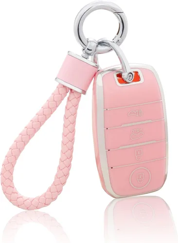 Miniatura 28 de YO&YOYE Funda para llavero Ford con llavero, funda de TPU suave rosa para F150 Explorer Mustang Edge Lincoln MKZ MKX MKC