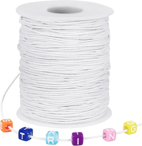 Miniatura 15 de Cordón Elástico Blanco, 328 Pies 2mm de Hilo Elástico para Pulsera, Collar, Fabricación de Joyería, Cuentas y Manualidades