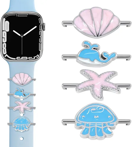 Miniatura 10 de JR.DM Dijes para correa de reloj con anillos decorativos brillantes, compatibles con Apple Watch de 1.575 pulgadas, 1.496 pulgadas, 1.614 pulgadas