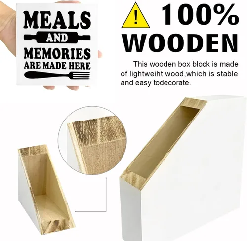 Miniatura 3 de LVQHI Meals and Memories are Made Here - Letrero decorativo para encimera de cocina, divertida caja de madera de granja para decoración del hogar