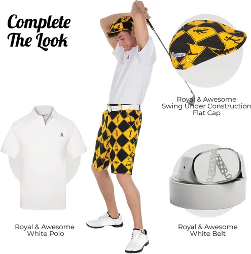 Miniatura 4 de Royal & Awesome Pantalones cortos de golf para hombre, pantalones cortos de golf locos para hombres, pantalones cortos a cuadros para hombre