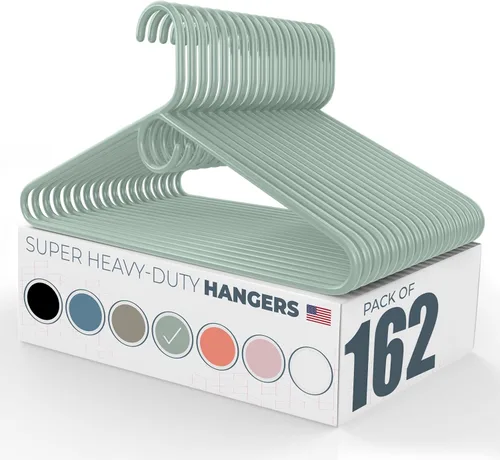 Miniatura 77 de Perchas de ropa súper resistentes, paquete de 50 (54 unidades), fabricadas en los Estados Unidos, capacidad de 10 libras, perchas de plástico grueso