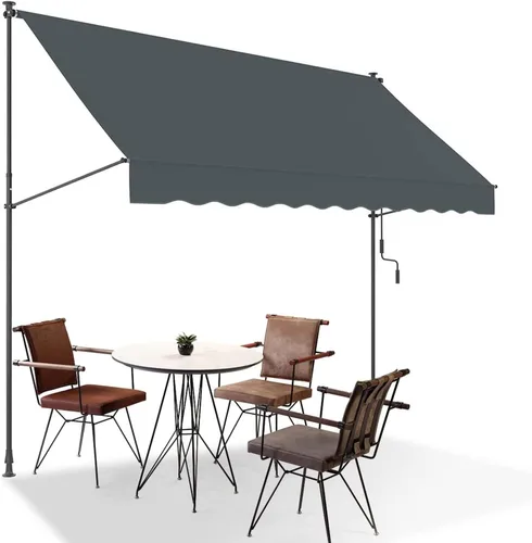 Miniatura 9 de Toldo retráctil para patio, toldo impermeable para puertas, ventanas, cubiertas, porche, patio trasero, jardín (color beige (soporte blanco)