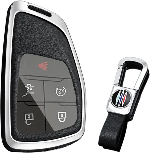 Miniatura 10 de KUNIO Funda para Llavero de Coche Compatible con Chevy Silverado Traverse Equinox Sierra 1500 2500HD 3500HD 2022-2025 Portallaves de Cuero PU Negro