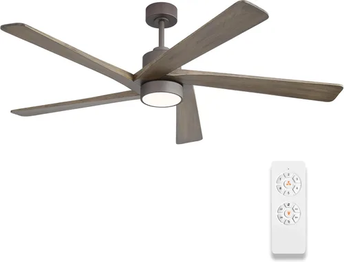 Miniatura 24 de WINGBO Ventilador de techo CC de 64 pulgadas con luces y control remoto, 5 cuchillas reversibles de madera tallada, motor de CC silencioso de 6