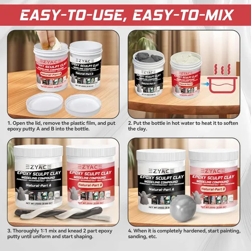 Miniatura 8 de Arcilla Epoxy, Arcilla Esculpida Mágica Epoxy, Compuesto de Modelado de 2 Partes (A & B) de Arcillas Esculpidas Mágicas Epoxy para Esculpir, Natural