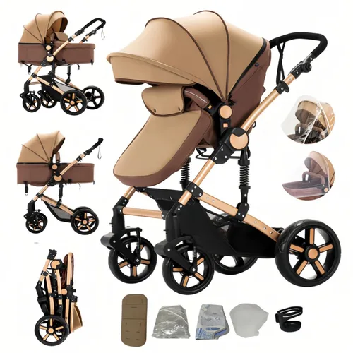 Miniatura 10 de Cochecito de bebé 2 en 1 con modo moisés, cochecito reversible, plegable con un solo clic, cochecito de viaje para recién nacido, cochecito