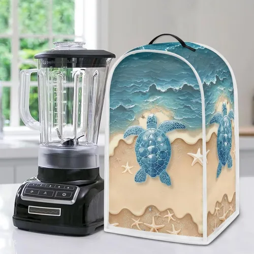 Miniatura 5 de Talayituse Cubierta antipolvo para licuadora con estampado de tortuga de playa, cubierta de protección de huellas dactilares para batidora de pie