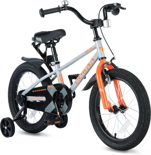 Miniatura 6 de Bicicleta para niños de 14 16 pulgadas para niños y niñas de 3 a 7 años, bicicleta para niños con ruedas de entrenamiento, freno de mano y pie, Azul