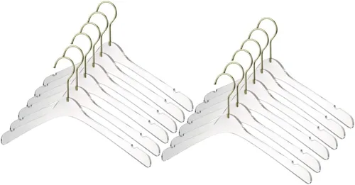Miniatura 6 de YBM HOME Perchas acrílicas transparentes de calidad hechas de acrílico transparente para un aspecto y tacto lujosos para el armario, perchas