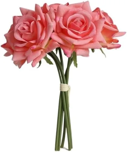 5 unids/manojo de látex de tacto real lavable flores de mano flores artificiales decoración de boda decoración de habitación flores nupciales (color