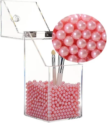 Miniatura 2 de Cuentas de maquillaje para pinceles, perlas de imitación artísticas, 1500 cuentas redondas de perlas rosas para sujetar brochas de maquillaje, lápiz