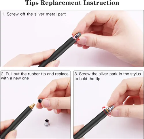Miniatura 6 de METRO - Lápiz capacitivo universal para pantallas táctiles, punta de fibra capacitiva de alta sensibilidad, lápiz capacitivo 2 en 1 para iPad