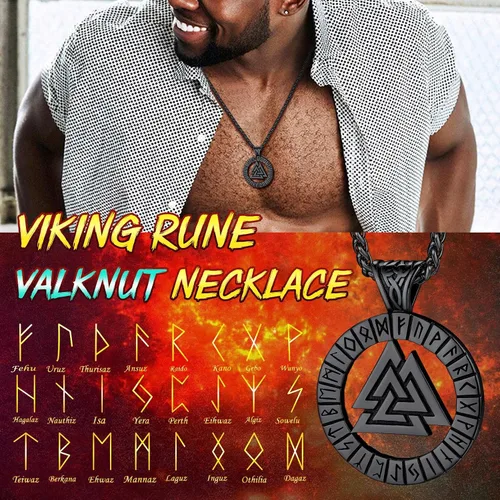 Miniatura 3 de FaithHeart Collar de medalla vikinga para hombre, resistente acero inoxidable, collar con colgante de mitología nórdica retro con caja de regalo
