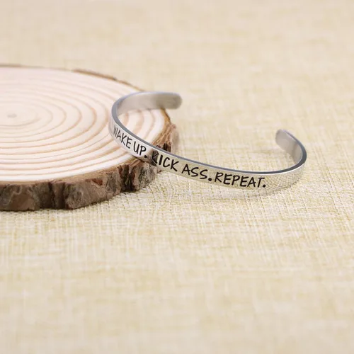 Miniatura 3 de Pulsera estampada a mano para mujer, joyería femenina de acero inoxidable