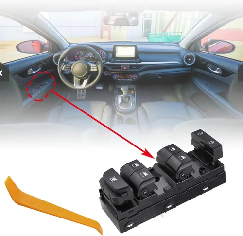 Miniatura 6 de Interruptor de control maestro de elevalunas eléctrico para Kia Forte 2019, 2020, 2021, repuesto OE 93571M6100, 93571-M6100 para botón